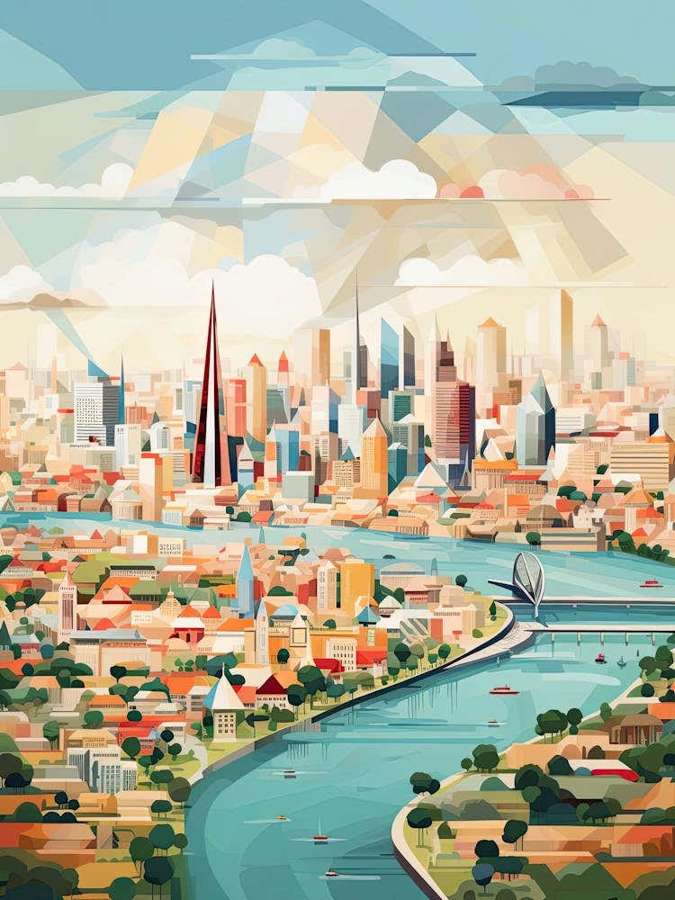 Melbourne, Australia, Geometric Illustration 1