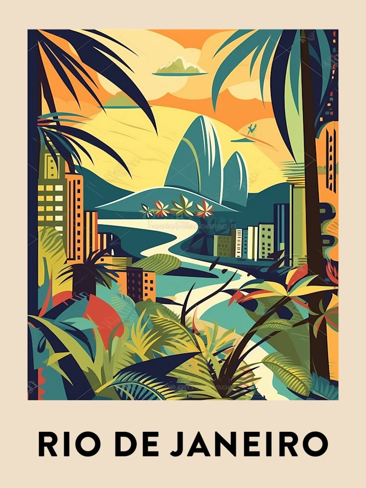 Rio De Janeiro 3 Vintage Travel Poster