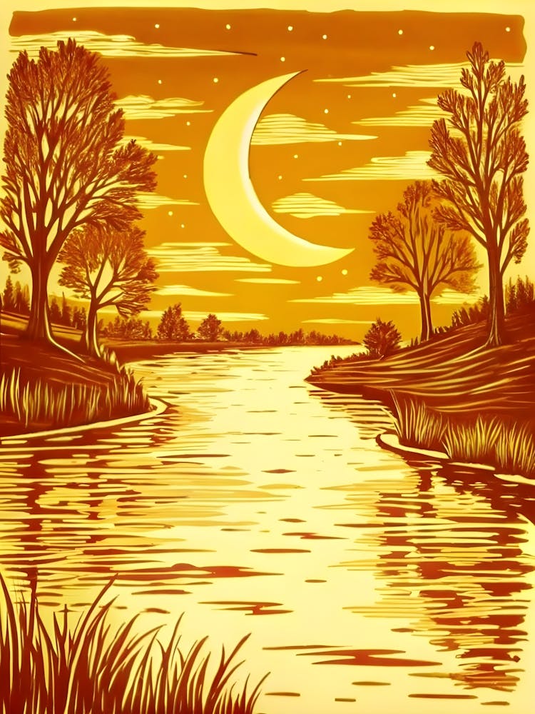 Sunset By The River Vector