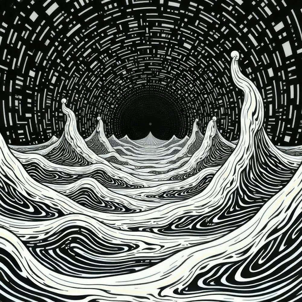 Black And White Drawing Of Waves