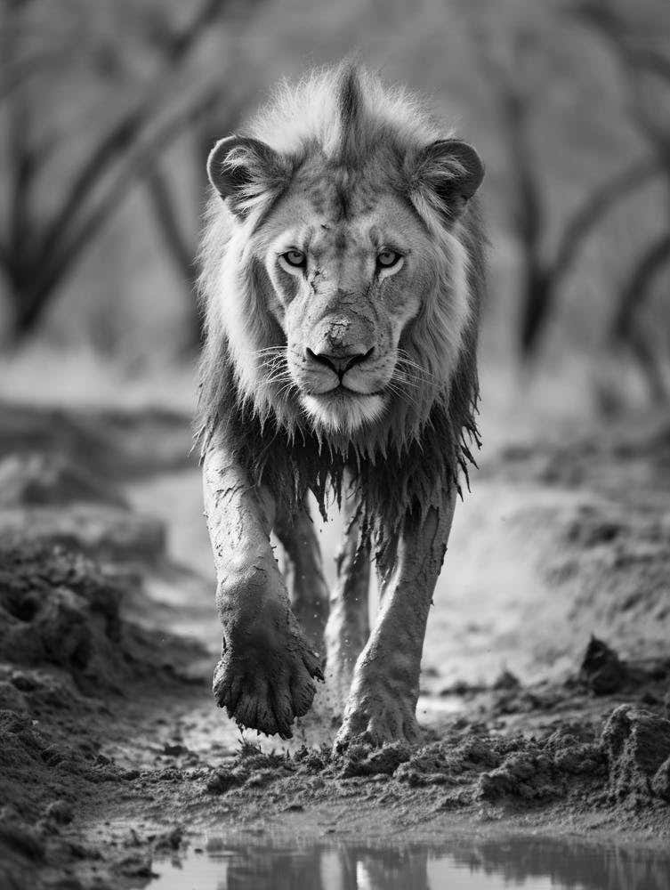 African Lion Muddy Paws Realism 2