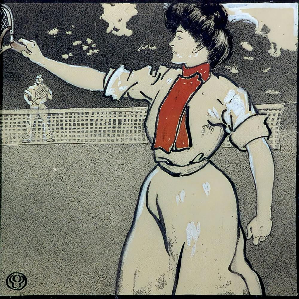 Woman And Man Playing Tennis (1902), Edward Penfield