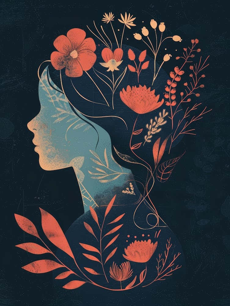 Portrait Of A Woman With Flowers 21