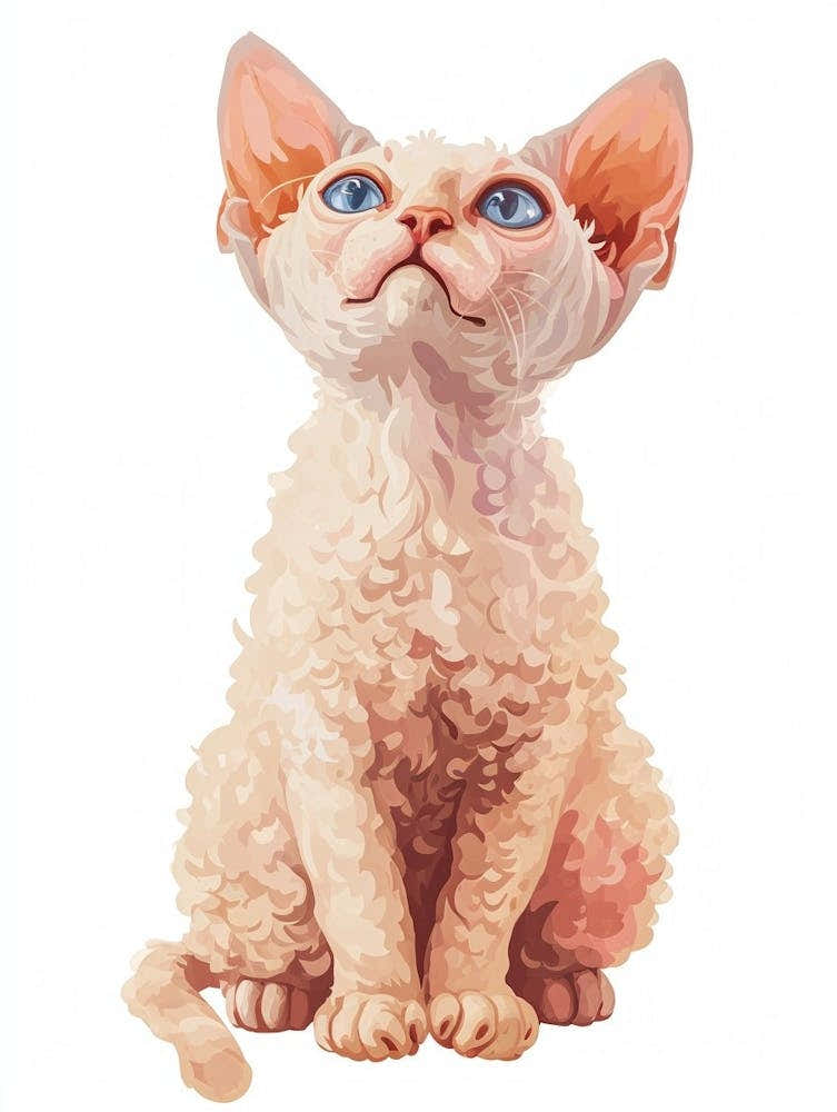 Devon Rex Cat Clipart Illustration 3