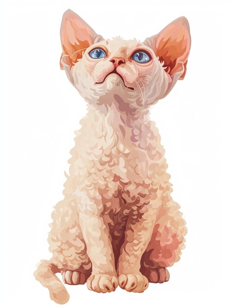Devon Rex Cat Clipart Illustration 3