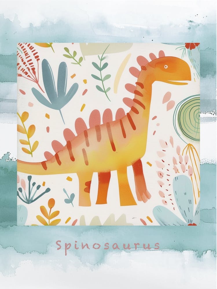 Cute Spinosaurus Dinosaur Watercolour Style 3 Poster