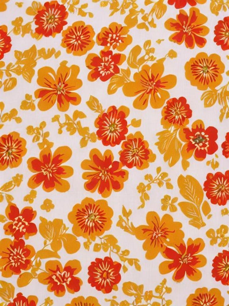 Goldenrod Floral Print Warm Tones 1 Flower