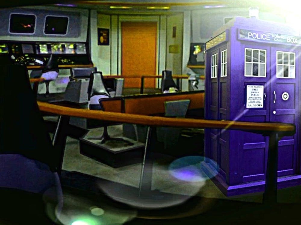 Doctor on the Bridge - Tardis materialises on ncc 1701 bridge RednipArt2000