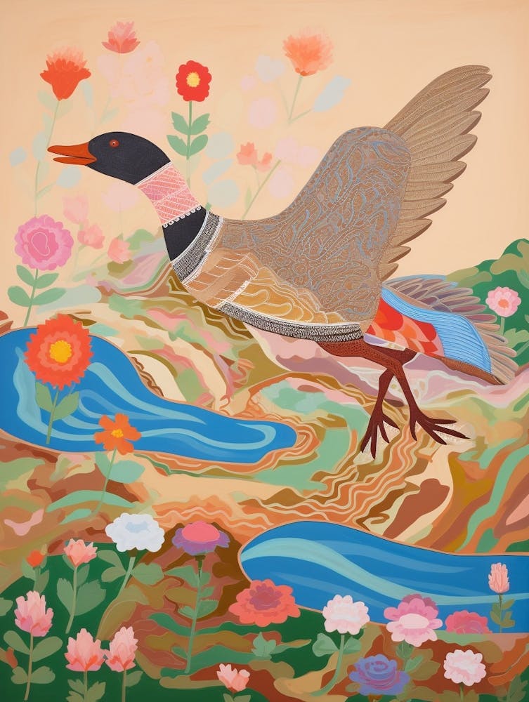 Maximalist Bird Painting Mallard Duck 2