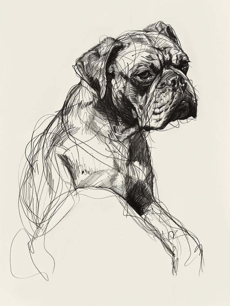 Dog Black & White Line Sketch 3