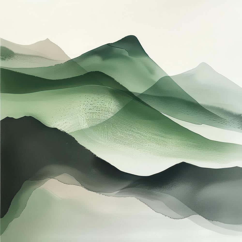 Japanese Watercolour Of Mount Hiei 1