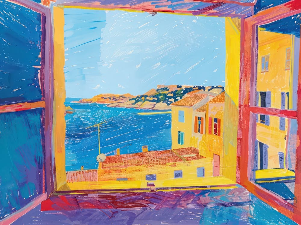 Marseille From The Window View Painting 4