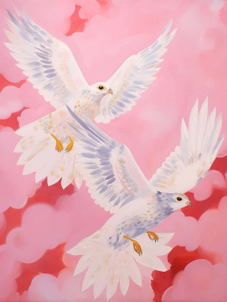 Pink Ethereal Bird Painting Falcon 3