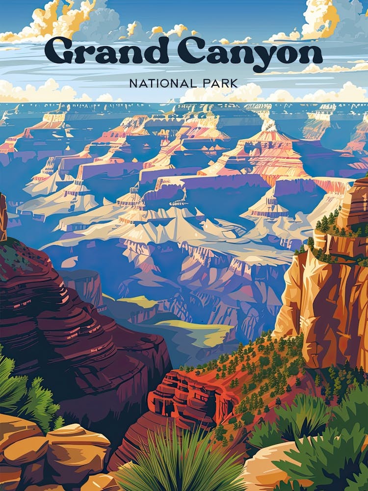 Grand Canyon Arizona Hiking Digital Travel Art