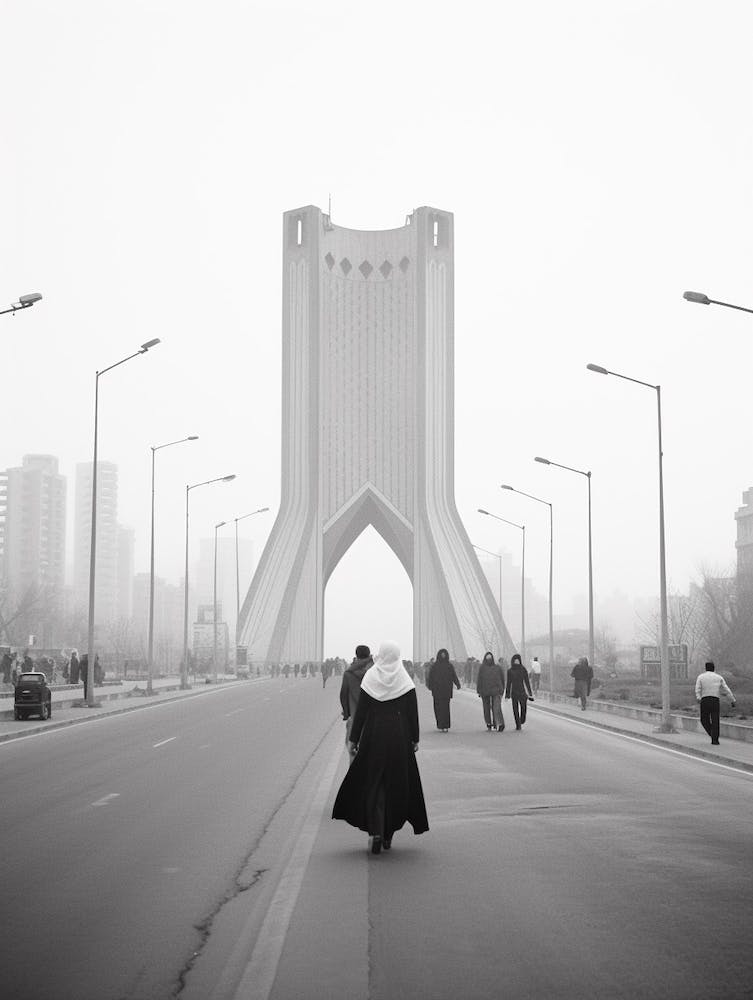 Tehran, Iran, Black And White Old Photo 1