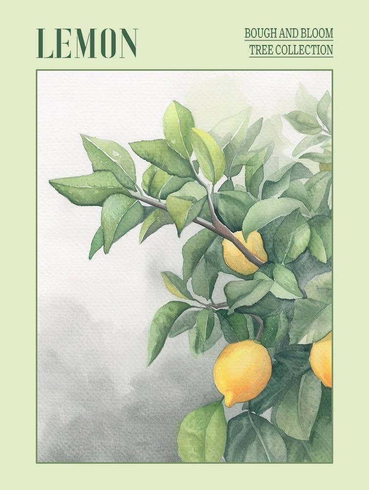 Lemon Tree Atmospheric Watercolour Painting 1 Poster