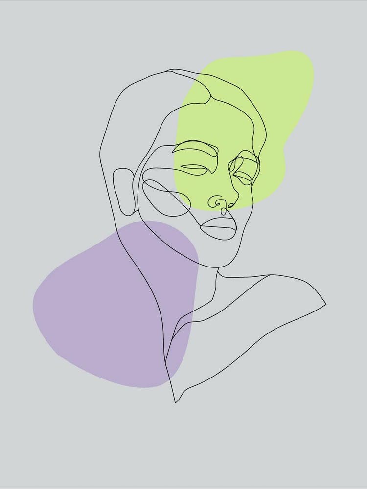 Line art, lime purple portrait