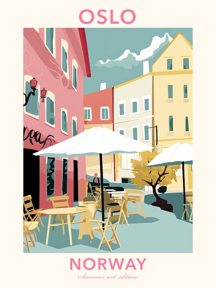 Oslo, Norway, Flat Pastels Tones Illustration 1 Poster