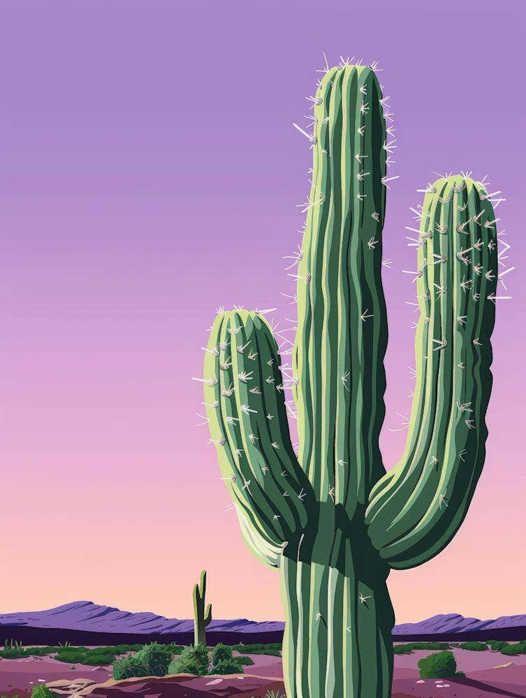 Cactus At Sunset
