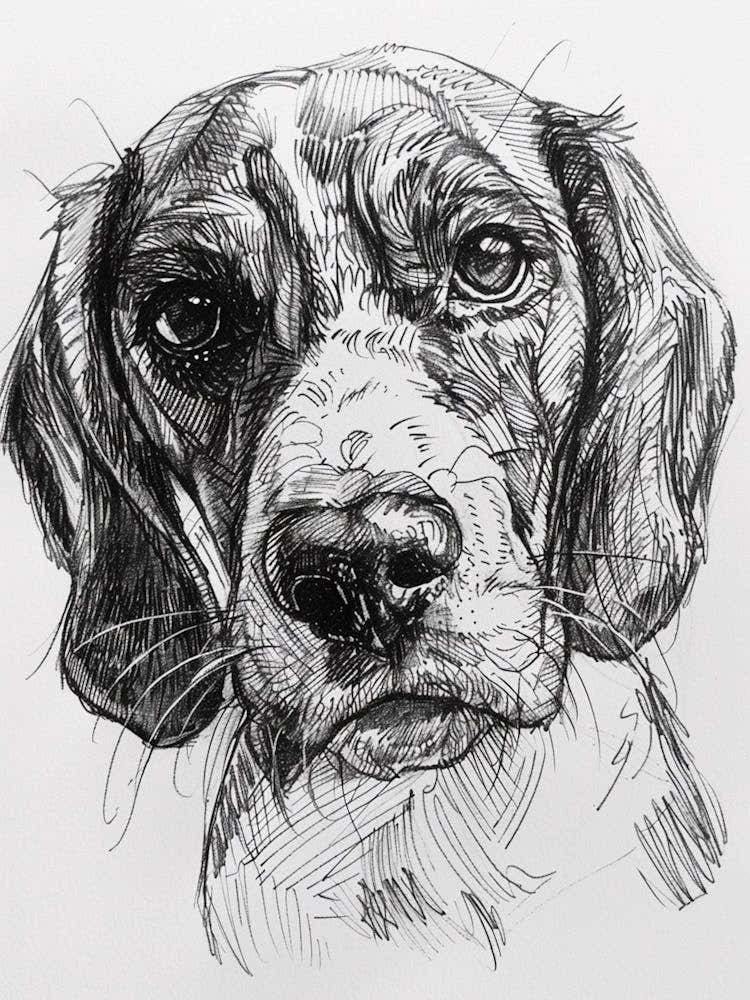 Beagle Dog Line Sketch 3