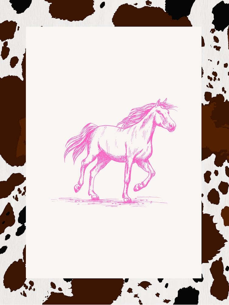 Hot Pink Horse Line Drawing 2