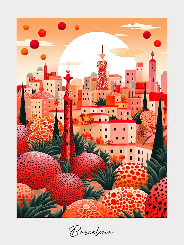 Poster Of Barcelona, Illustration In The Style Of Pop Art 2