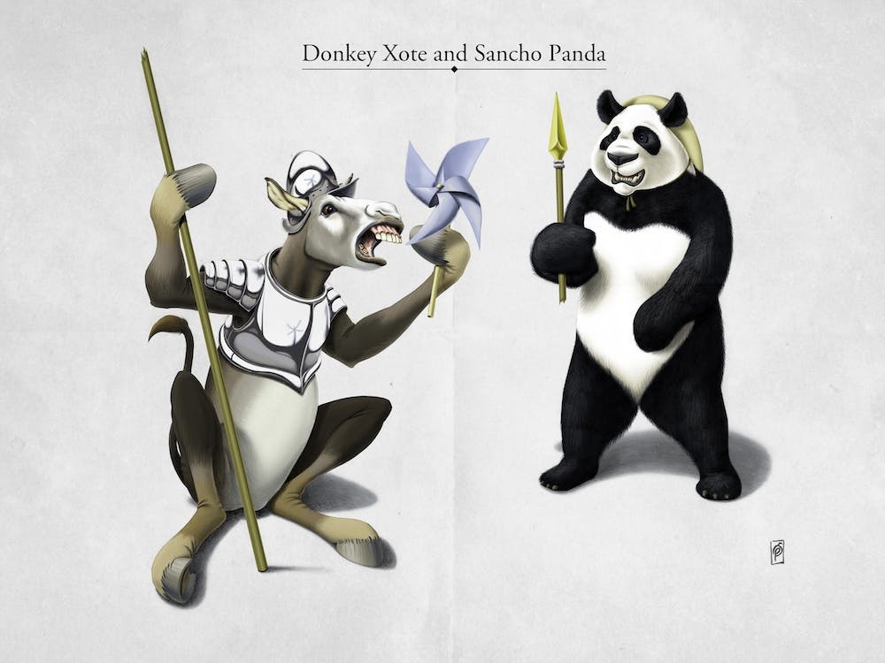 Donkey Xote and Sancho Panda