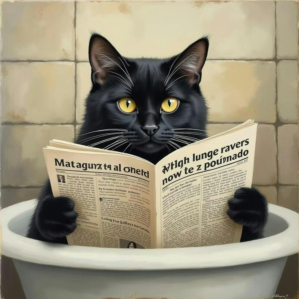 Cat Reading Newspaper 2