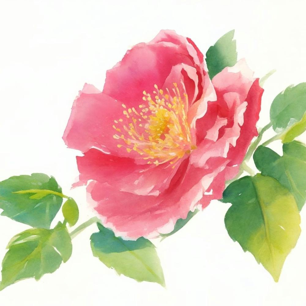 Wild Rose Painted In Watercolor