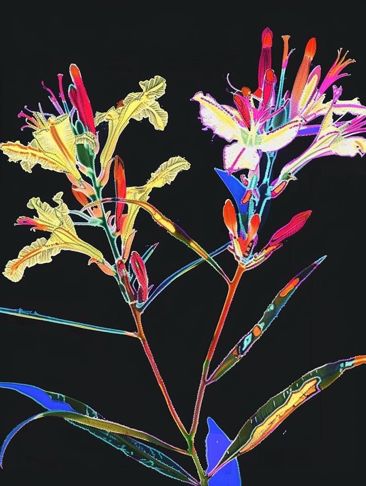 Neon Flowers On Black Statice 3