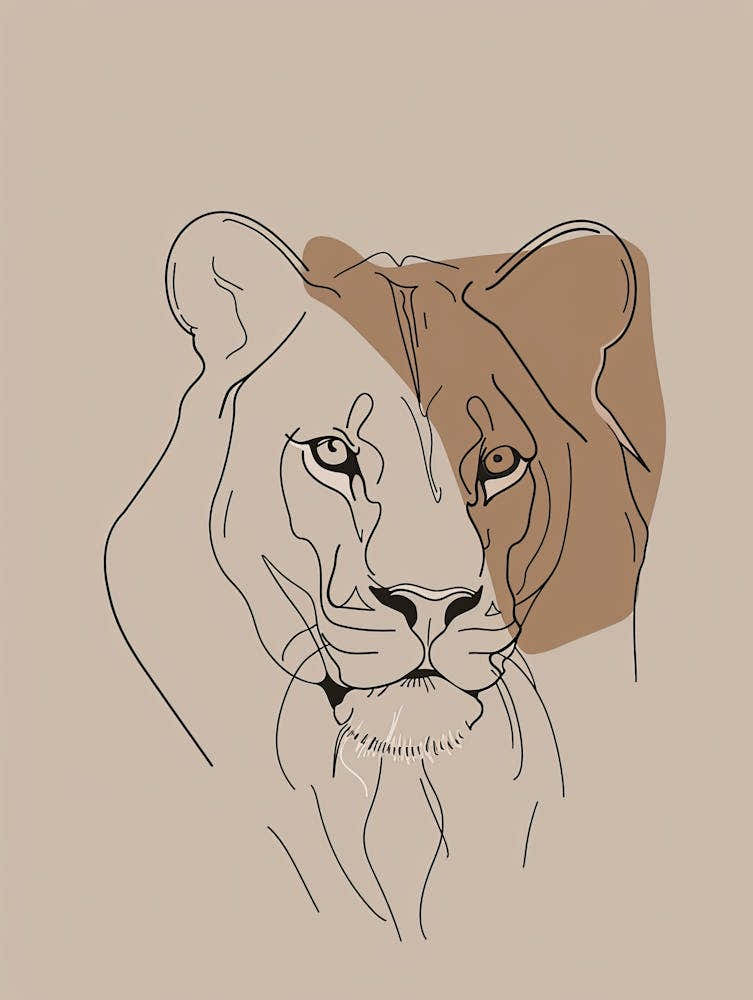 Lion Head - Boho, Line Art 1