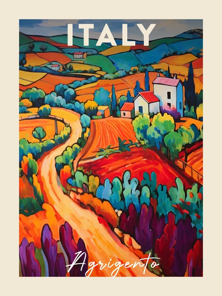 Agrigento Italy 4 Fauvist Painting  Travel Poster