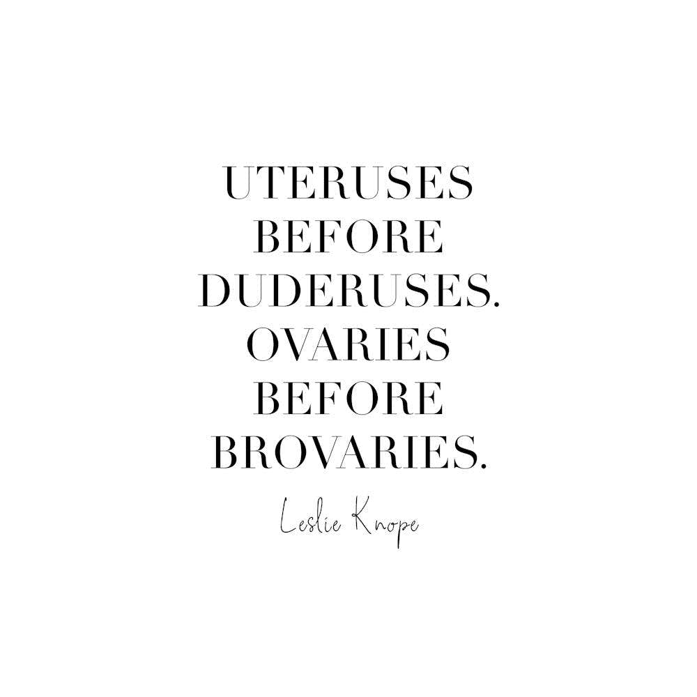 Uteruses Before Duderuses. Ovaries Before Brovaries Leslie Knope Quote