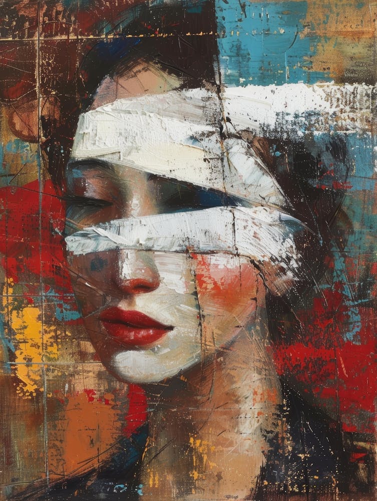 Woman With A Bandage On Her Face