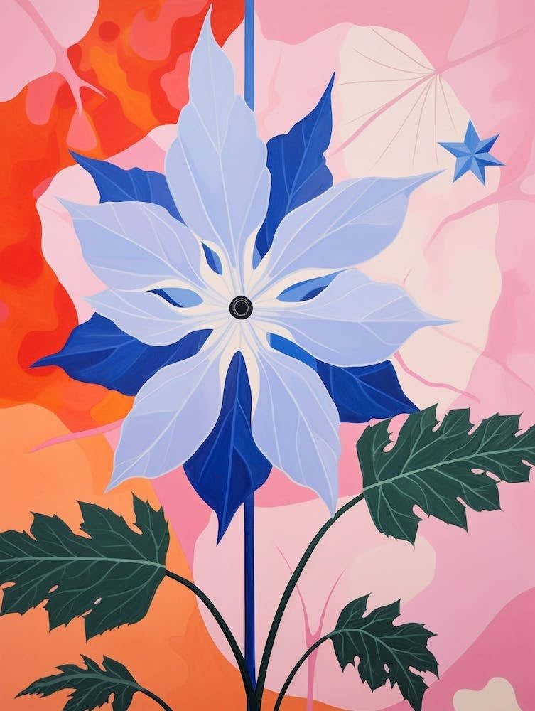 Larkspur 2 Hilma Af Klint Inspired Pastel Flower Painting