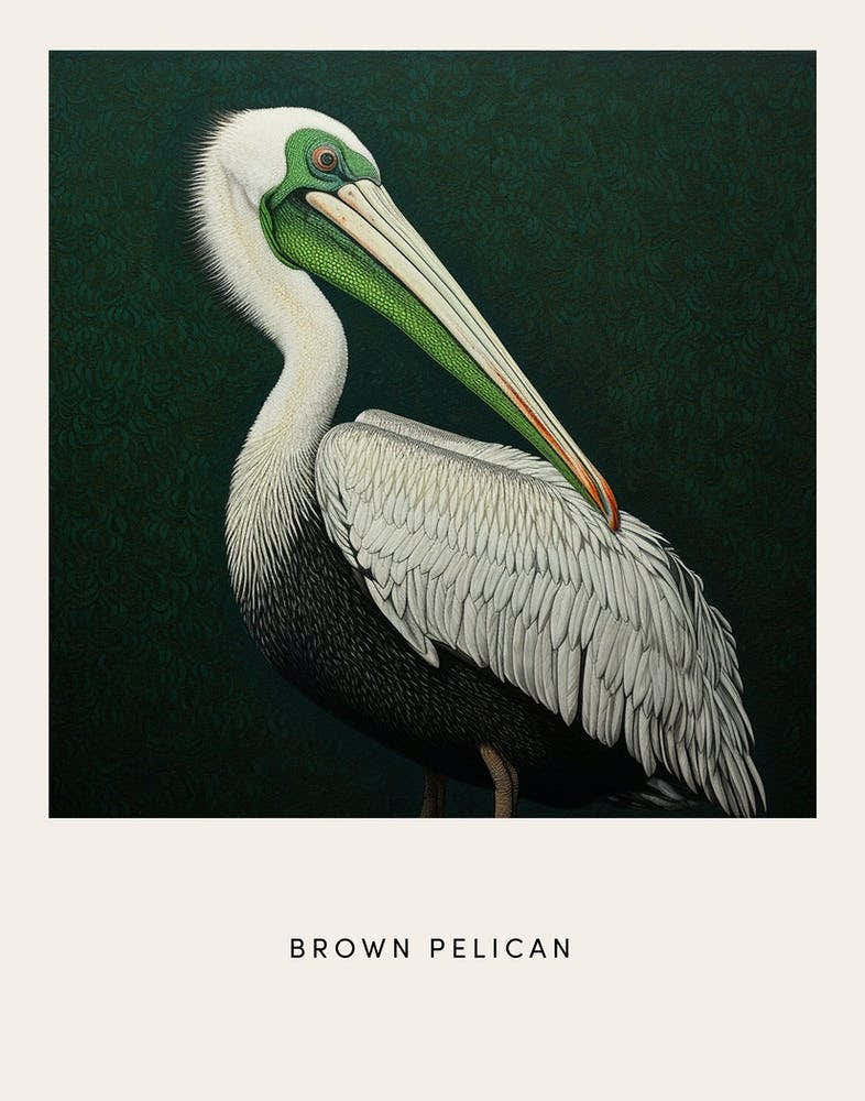 Ohara Koson Inspired Bird Painting Brown Pelican 1 Poster