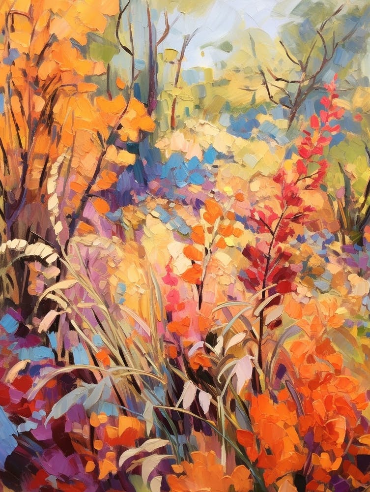 Autumn Gardens Painting San Diego Botanic Garden Usa