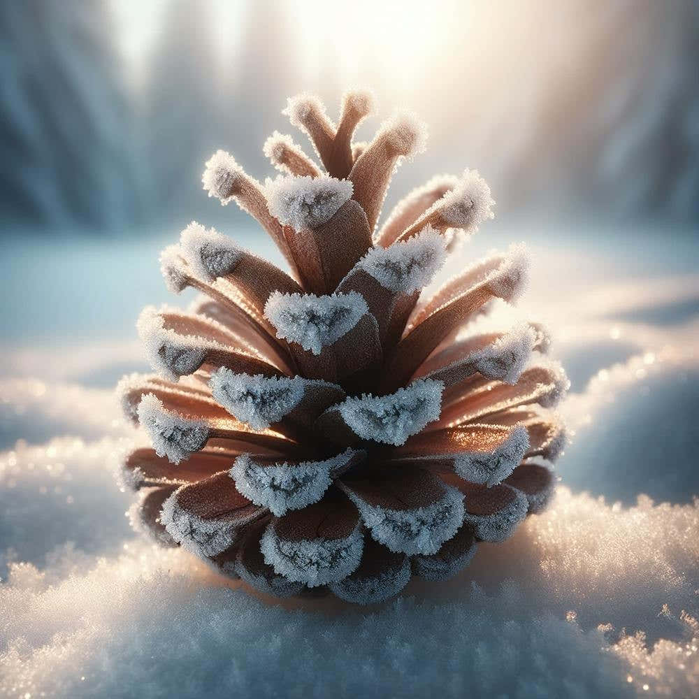 Pine Cone In The Snow