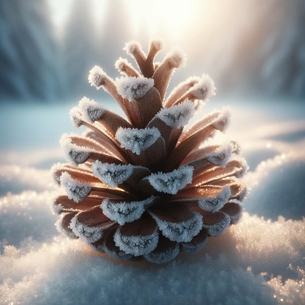 Pine Cone In The Snow