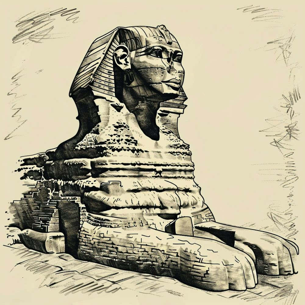 A Sphinx In Giza Hand Drawn Sketch Illustration 1719991311 4