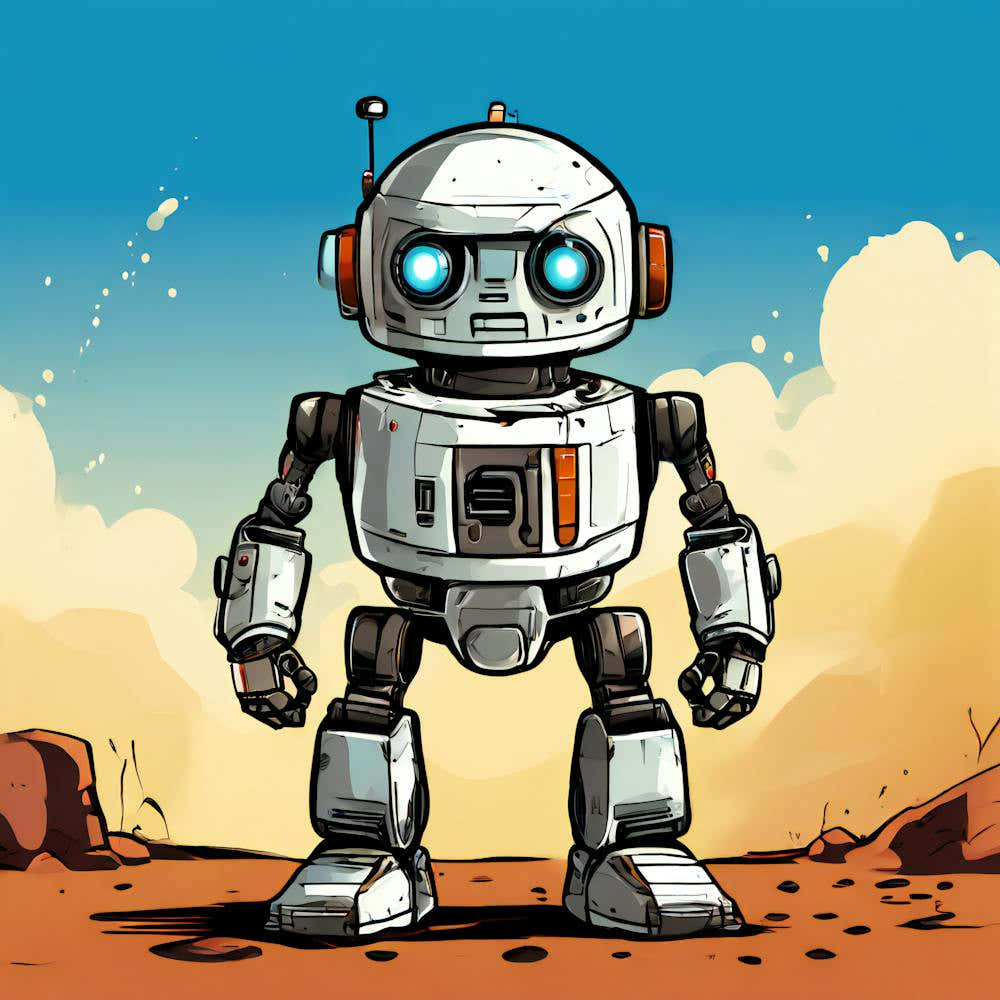 Robot Desert Gigantic Heat Battle Cartoon Figure Nature Drawing