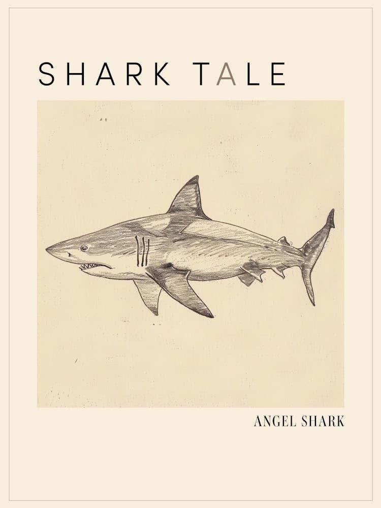Angel Shark Vintage Illustration 1 Poster