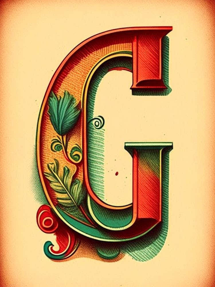 G, Letter, Alphabet Vintage Sketch 1