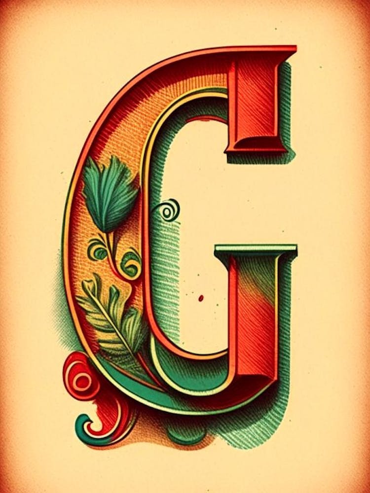 G, Letter, Alphabet Vintage Sketch 1
