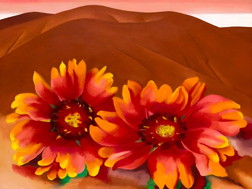 Georgia OKeeffe - Red Hills with Flowers