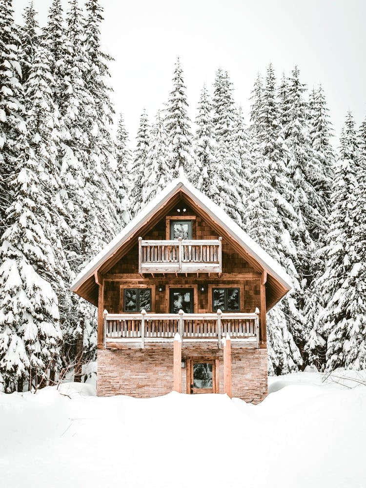 Winter House In The Mountains