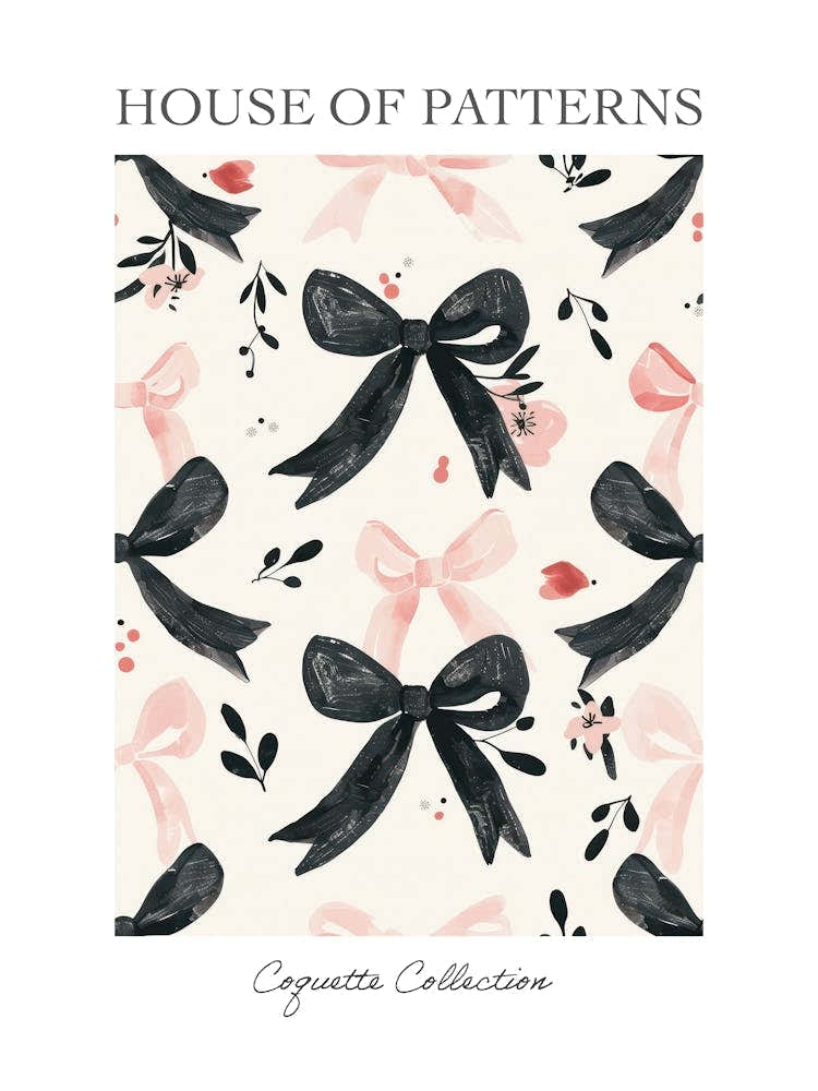 Pink And Black Bows 3 Pattern Poster