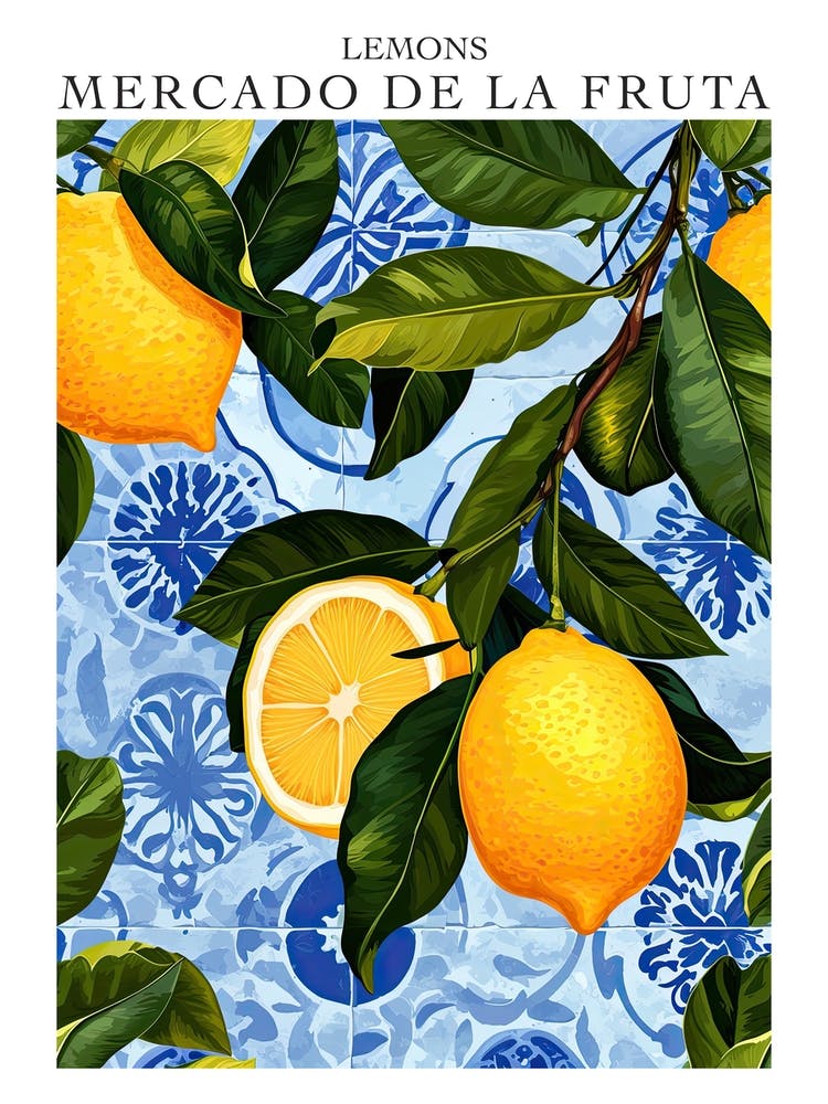 Mercado De La Fruta Lemons Illustration 3 Poster