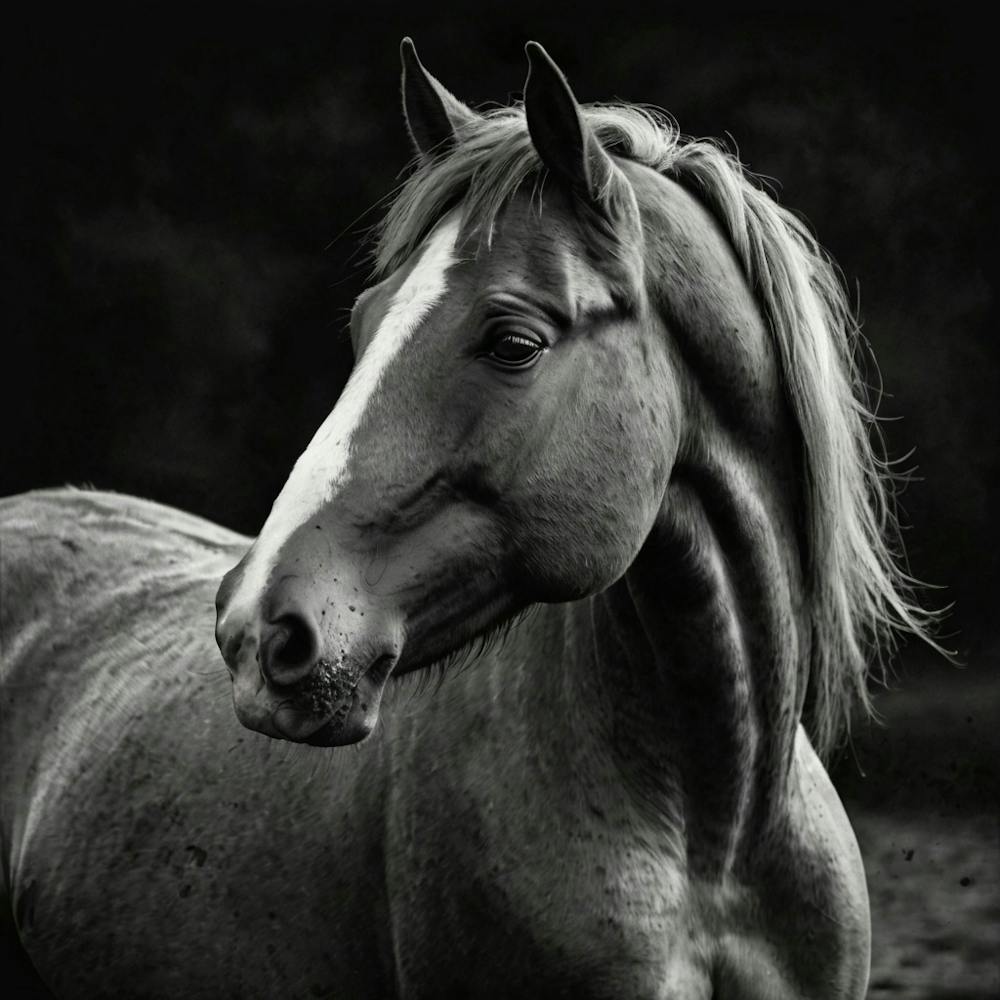 Black And White Horse Portrait 2