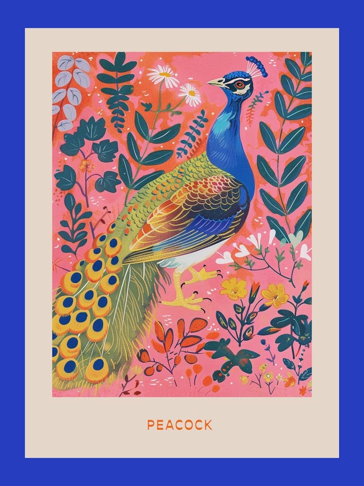 Spring Birds Poster Peacock 7